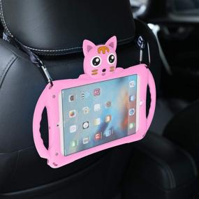 img 2 attached to 👧 Etoden iPad Mini Case for Kids - Shockproof Silicone Handle Stand Cover with Adjustable Shoulder Strap for iPad Mini / Mini 2 / Mini 3 / Mini 4 / Mini 5 (Pink)