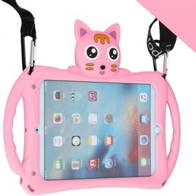 img 4 attached to 👧 Etoden iPad Mini Case for Kids - Shockproof Silicone Handle Stand Cover with Adjustable Shoulder Strap for iPad Mini / Mini 2 / Mini 3 / Mini 4 / Mini 5 (Pink)