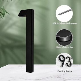 img 2 attached to 📬 6 Inch Floating House Street Mailbox Numbers Reflective Finish Black - Modern Home Address Sign, Floating Mount or Flush Mount, Zinc Alloy Material - Ideal for Outdoor Use, Number 1 Included
