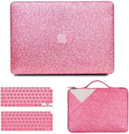 anban macbook air 13 inch case 2021-2018, glitter smooth hard case, sparkle sleeve & keyboard cover logo