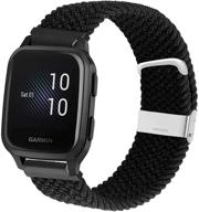 📱 20mm elastic soft stretchy nylon wristband strap with adjustable clasp for garmin venu sq / vivoactive 3 braided loop watch bands, suitable for garmin venu/vivomove 3, and approach s40 logo