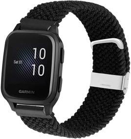 img 4 attached to 📱 20mm Elastic Soft Stretchy Nylon Wristband Strap with Adjustable Clasp for Garmin Venu Sq / Vivoactive 3 Braided Loop Watch Bands, Suitable for Garmin Venu/Vivomove 3, and Approach S40