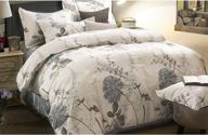 🌺 floral comforter set by wake in cloud - botanical flowers pattern, 100% cotton fabric with soft microfiber inner fill bedding (3pcs, queen size) logo