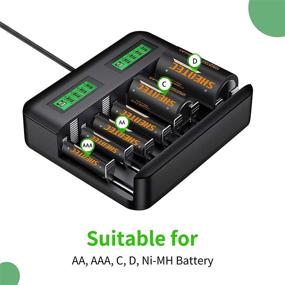 img 3 attached to 🔌 Shentec Universal 8-Bay Battery Charger for AA AAA C D Ni-MH Ni-CD Rechargeable Batteries with 2A USB Port - LCD Display