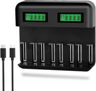 🔌 shentec universal 8-bay battery charger for aa aaa c d ni-mh ni-cd rechargeable batteries with 2a usb port - lcd display logo
