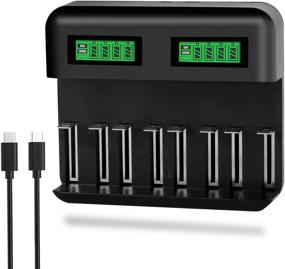 img 4 attached to 🔌 Shentec Universal 8-Bay Battery Charger for AA AAA C D Ni-MH Ni-CD Rechargeable Batteries with 2A USB Port - LCD Display