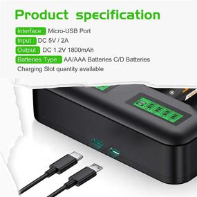 img 2 attached to 🔌 Shentec Universal 8-Bay Battery Charger for AA AAA C D Ni-MH Ni-CD Rechargeable Batteries with 2A USB Port - LCD Display