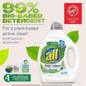 img 1 attached to 🌿 Free Clear Pure Biobased Liquid Laundry Detergent - Unscented and Hypoallergenic, 2X Concentrated, 84 Loads