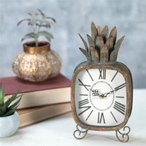 img 4 attached to 🍍 Copper Patina Rustic Pineapple Table Clock: Battery Operated Metal Timepiece by Foreside