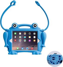 img 2 attached to 🐸 CHIN FAI [Eye Popping Frog] Kids Case for iPad Mini 1-5 - Shockproof Silicone Cover for 2019 Apple iPad Mini with Retina Display - Blue