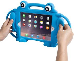 img 3 attached to 🐸 CHIN FAI [Eye Popping Frog] Kids Case for iPad Mini 1-5 - Shockproof Silicone Cover for 2019 Apple iPad Mini with Retina Display - Blue