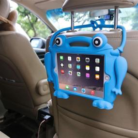 img 1 attached to 🐸 CHIN FAI [Eye Popping Frog] Kids Case for iPad Mini 1-5 - Shockproof Silicone Cover for 2019 Apple iPad Mini with Retina Display - Blue