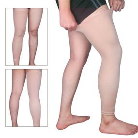 img 1 attached to 2Pack Long Leg Compression Sleeves - Full Leg Protection for Workout, Running, Basketball, Football, Cycling, and Gym Exercise - Size Medium, Black & Skin Tone