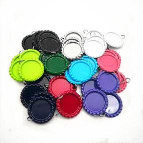 img 1 attached to 🎨 50 PCS Craft Flat Bottle Cap with Holes - 8 mm Split Rings Included, Mixed Colors (10 colors) for Hair Bows, DIY Pendants, or Craft Scrapbooks - IGOGO