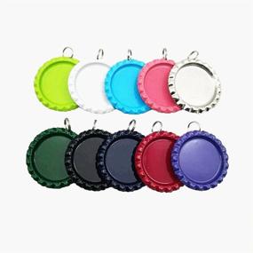 img 4 attached to 🎨 50 PCS Craft Flat Bottle Cap with Holes - 8 mm Split Rings Included, Mixed Colors (10 colors) for Hair Bows, DIY Pendants, or Craft Scrapbooks - IGOGO