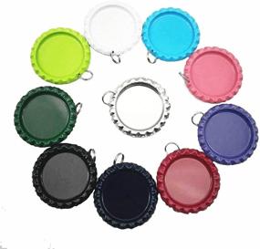 img 3 attached to 🎨 50 PCS Craft Flat Bottle Cap with Holes - 8 mm Split Rings Included, Mixed Colors (10 colors) for Hair Bows, DIY Pendants, or Craft Scrapbooks - IGOGO