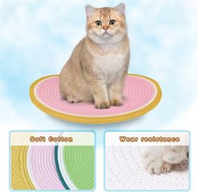 img 3 attached to 🐱 iKiKin Hand-Knitted Round Cat Bed: Comfortable Nest for Scratching, Sleeping, and Playtime - Washable, Foldable and Universally Suitable for All Seasons - 15inch Size