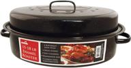 🍗 euro-ware 1512 large oval enamel roaster with non-stick coating and cover - capacity: 15-18 lb, color: black logo