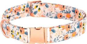 img 2 attached to 🐶 Cute Dog Collar Bow tie: Stylish 100% Cotton Flower Pattern Puppy Collar for Small, Medium and Large Dogs (Orange, Size M)