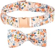 🐶 cute dog collar bow tie: stylish 100% cotton flower pattern puppy collar for small, medium and large dogs (orange, size m) logo