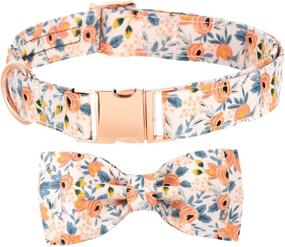 img 4 attached to 🐶 Cute Dog Collar Bow tie: Stylish 100% Cotton Flower Pattern Puppy Collar for Small, Medium and Large Dogs (Orange, Size M)