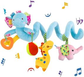 img 4 attached to 🐘 VX-star Baby Pram Crib Ornament: Cute Little Elephant Spiral Plush Toy – Blue Stroller and Travel Activity Toy