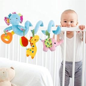 img 1 attached to 🐘 VX-star Baby Pram Crib Ornament: Cute Little Elephant Spiral Plush Toy – Blue Stroller and Travel Activity Toy