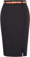 kate kasin women's bodycon pencil skirt with belt: elegant solid color design for a stylish hip-wrapped look logo
