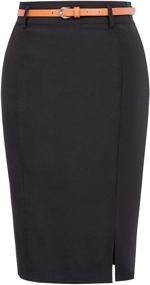 img 4 attached to Kate Kasin Women's Bodycon Pencil Skirt with Belt: Elegant Solid Color Design for a Stylish Hip-Wrapped Look