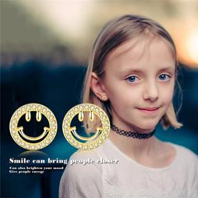 img 2 attached to 😊 Trendy Smiley Face Necklace and Stud Earring Set: Perfect Preppy Aesthetic Girls' Jewelry