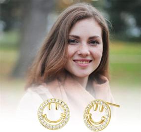 img 3 attached to 😊 Trendy Smiley Face Necklace and Stud Earring Set: Perfect Preppy Aesthetic Girls' Jewelry