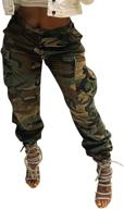 👖 vakkset women's camo cargo pants: slim fit high waist trousers with jogger pockets & belt logo