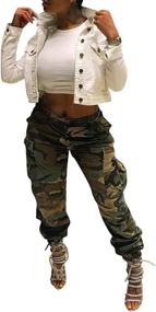 img 2 attached to 👖 Vakkset Women's Camo Cargo Pants: Slim Fit High Waist Trousers with Jogger Pockets & Belt