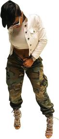 img 1 attached to 👖 Vakkset Women's Camo Cargo Pants: Slim Fit High Waist Trousers with Jogger Pockets & Belt