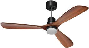 img 4 attached to Smart Ceiling Fan with Lights Remote Control - Obabala: Ideal for Outdoor Patios, Farmhouses, and Bedrooms. Modern Walnut Wood Blades, Matte Black Finish, Reversible Silent DC Motor.