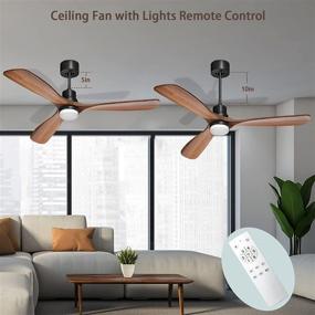 img 2 attached to Smart Ceiling Fan with Lights Remote Control - Obabala: Ideal for Outdoor Patios, Farmhouses, and Bedrooms. Modern Walnut Wood Blades, Matte Black Finish, Reversible Silent DC Motor.