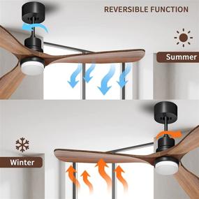 img 1 attached to Smart Ceiling Fan with Lights Remote Control - Obabala: Ideal for Outdoor Patios, Farmhouses, and Bedrooms. Modern Walnut Wood Blades, Matte Black Finish, Reversible Silent DC Motor.