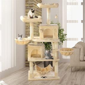 img 3 attached to BYUP Premium Cat Tree Tower with Large Multi-Storey Design, Sisal Scratching Posts, Comfy Hammock, Plush Double Apartment, and Cat Habitat - Ideal for Active Cats