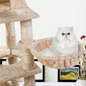 img 2 attached to BYUP Premium Cat Tree Tower with Large Multi-Storey Design, Sisal Scratching Posts, Comfy Hammock, Plush Double Apartment, and Cat Habitat - Ideal for Active Cats