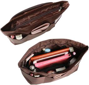 img 2 attached to 👜 Joqixon Nylon Purse Organizer Insert: Maximize Your Tote's Space with this Zippered Accordion Insert