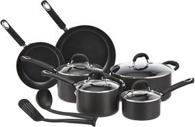 img 4 attached to 🍳 Amazon Basics Hard Anodized Non-Stick 12-Piece Cookware Set - High Quality Black Pots, Pans, and Utensils for Effortless Cooking