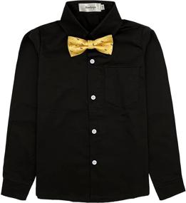 img 3 attached to 👔 Aimehonpe Kids Boys' Long Sleeve Poplin Dress Shirt with Button Down and Bow Tie Set