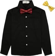 👔 aimehonpe kids boys' long sleeve poplin dress shirt with button down and bow tie set logo