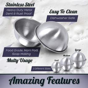 img 2 attached to 🛁 Premium Stainless Steel Bath Bomb Molds: Professional Set of 3 Sizes. Heavy Duty Metal, Dent and Rust Proof by Healthy Home Helper.