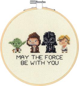 img 1 attached to 🌟 Dimensions Star Wars Family Counted Cross Stitch Kit, 14 Ivory Aida, 6" Diameter, Model 72-76143