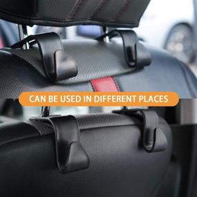 img 2 attached to 🚗 Universal Car Seat Headrest Hooks - Handy Car Accessories for Coats, Umbrellas, Grocery Bags, and Handbags (Black)