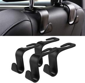 img 4 attached to 🚗 Universal Car Seat Headrest Hooks - Handy Car Accessories for Coats, Umbrellas, Grocery Bags, and Handbags (Black)