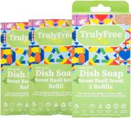 truly free dish soap liquid refills, 2 pack - natural concentrated formula, gentle on skin - light sweet basil fresh scent - refillable & harmful ingredients-free logo