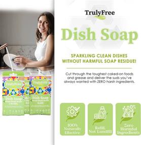 img 2 attached to Truly Free Dish Soap Liquid Refills, 2 Pack - Natural Concentrated Formula, Gentle on Skin - Light Sweet Basil Fresh Scent - Refillable & Harmful Ingredients-Free