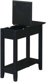 img 1 attached to Convenience Concepts American Heritage Flip Top End Table: Charging Station, Shelf, and Sleek Black Design